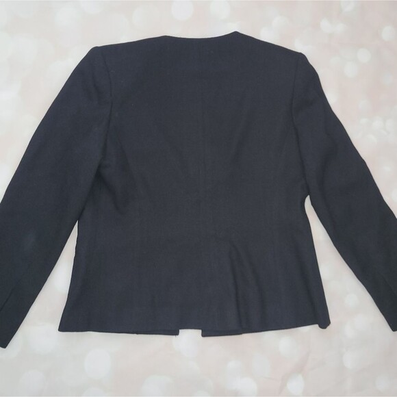 Vintage Oleg Cassini 100% Wool Black Blazer Woman Size 6P - Picture 3 of 6